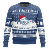 Hooktab Busch Light Santa Hat Ugly Christmas Sweater