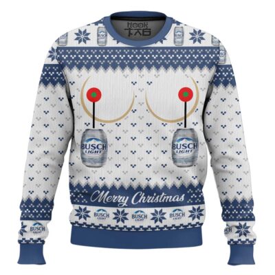 Hooktab Busch Light Titties Funny Ugly Christmas Sweater
