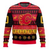 Hooktab Calgary Flames - Custom Name And Number Ugly Sweater