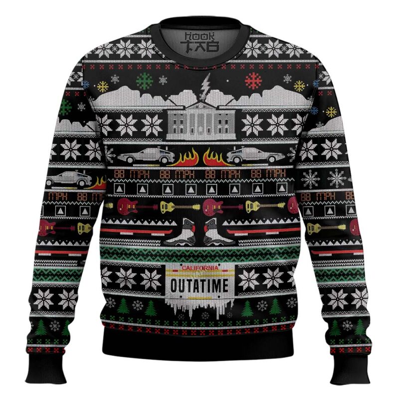 Hooktab California Outatime Back To The Future Ugly Christmas Sweater
