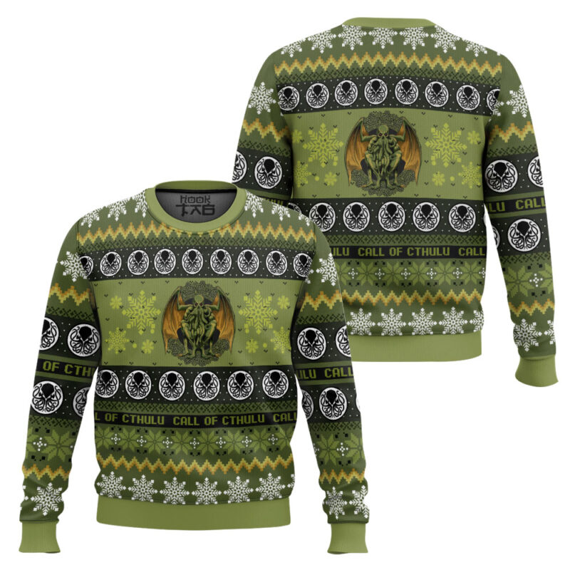 Hooktab Call Of Cthulu Board Games Ugly Christmas Sweater Hooktab Call Of Cthulu Board Games Ugly Christmas Sweater