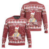 Hooktab Calmer Than You Are The Big Lebowsk Ugly Christmas Sweater