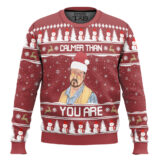 Hooktab Calmer Than You Are The Big Lebowsk Ugly Christmas Sweater