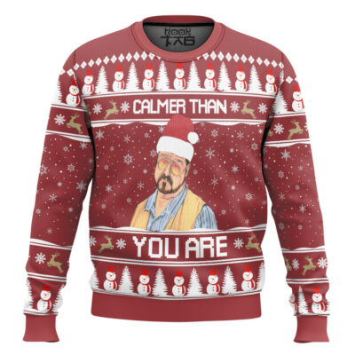 Hooktab Calmer Than You Are The Big Lebowsk Ugly Christmas Sweater