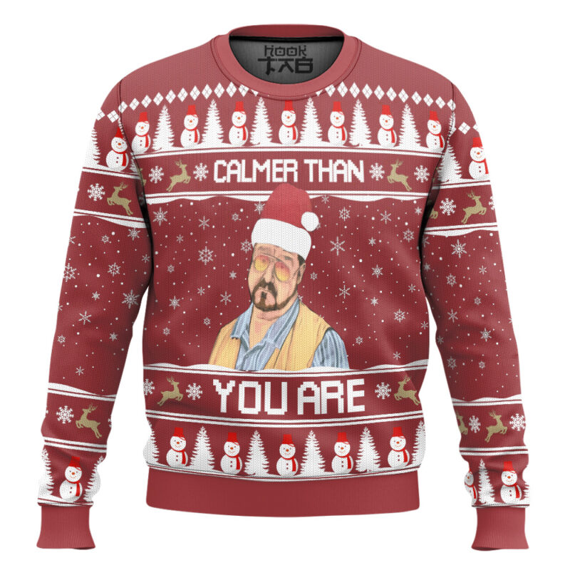 Hooktab Calmer Than You Are The Big Lebowsk Ugly Christmas Sweater Hooktab Calmer Than You Are The Big Lebowsk Ugly Christmas Sweater
