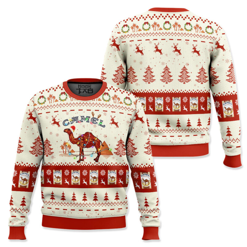 Hooktab Camel Cigarettes Ugly Christmas Sweater Hooktab Camel Cigarettes Ugly Christmas Sweater