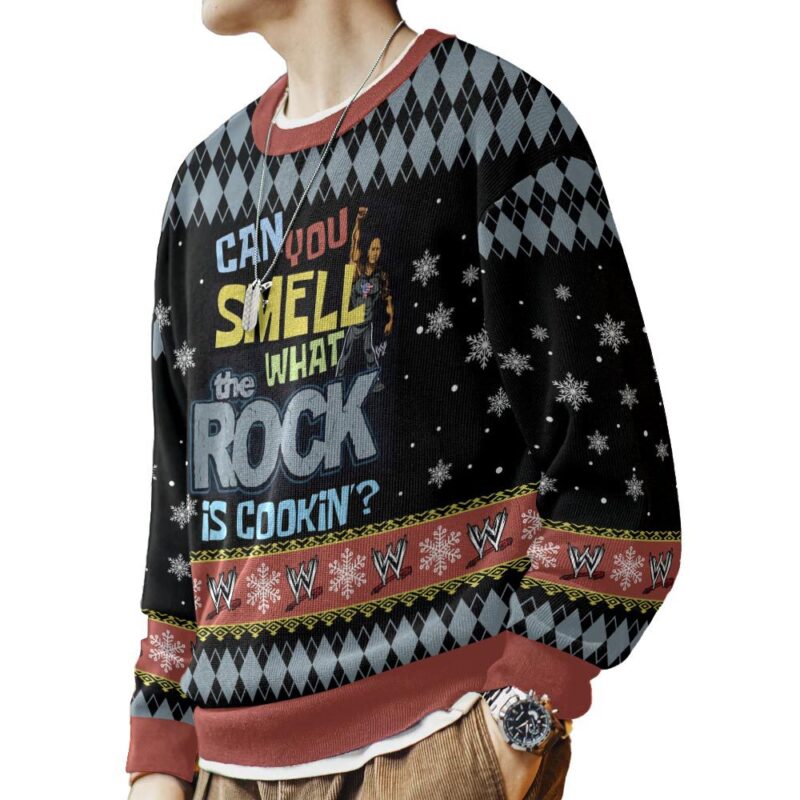 Hooktab Can You Smell What The Rock Is Cooking WWE Ugly Christmas Sweater Hooktab Can You Smell What The Rock Is Cooking WWE Ugly Christmas Sweater