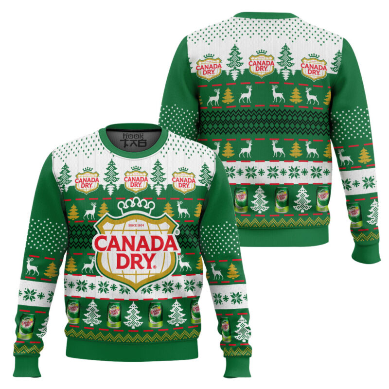Hooktab Canada Dry Ginger Ale Ugly Christmas Sweater Hooktab Canada Dry Ginger Ale Ugly Christmas Sweater