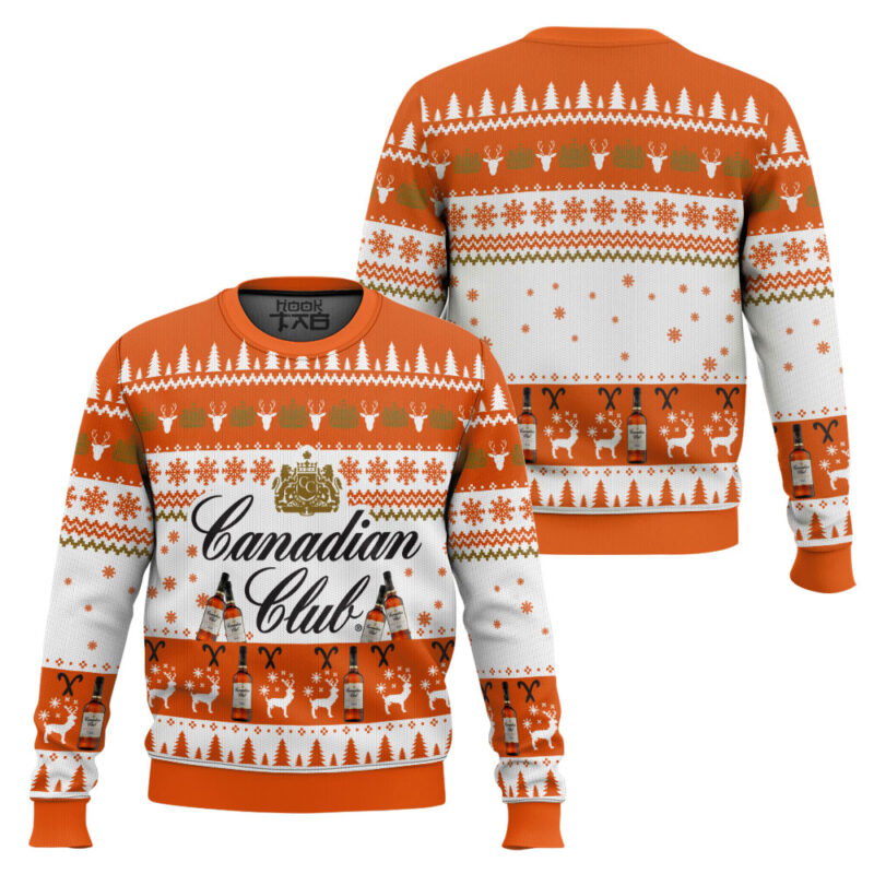 Hooktab Canadian Club Whiskey Ugly Christmas Sweater Hooktab Canadian Club Whiskey Ugly Christmas Sweater