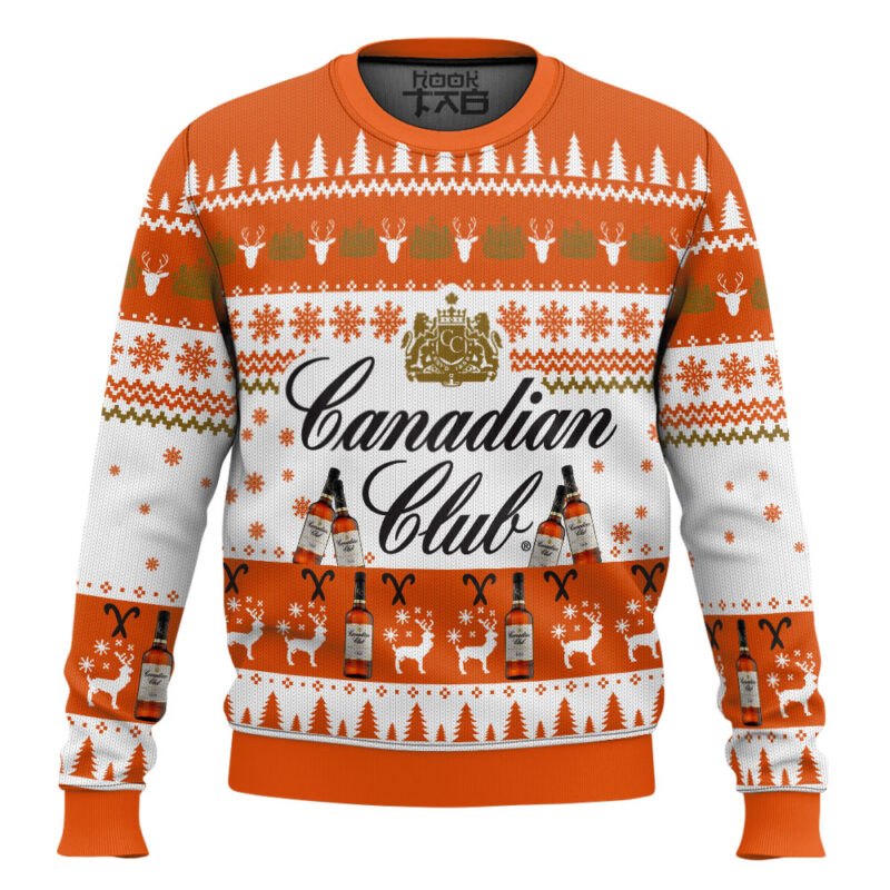 Hooktab Canadian Club Whiskey Ugly Christmas Sweater