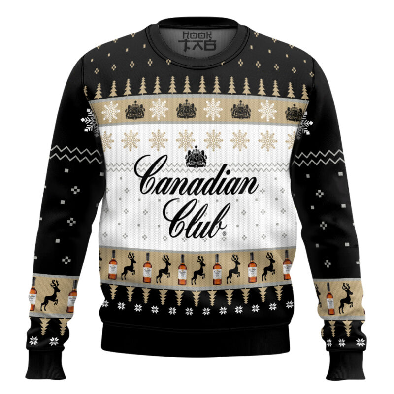 Hooktab Canadian Club Whisky Ugly Christmas Sweater