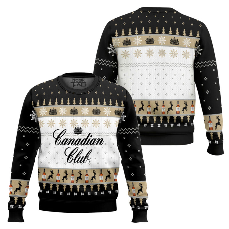 Hooktab Canadian Club Whisky Ugly Christmas Sweater Hooktab Canadian Club Whisky Ugly Christmas Sweater