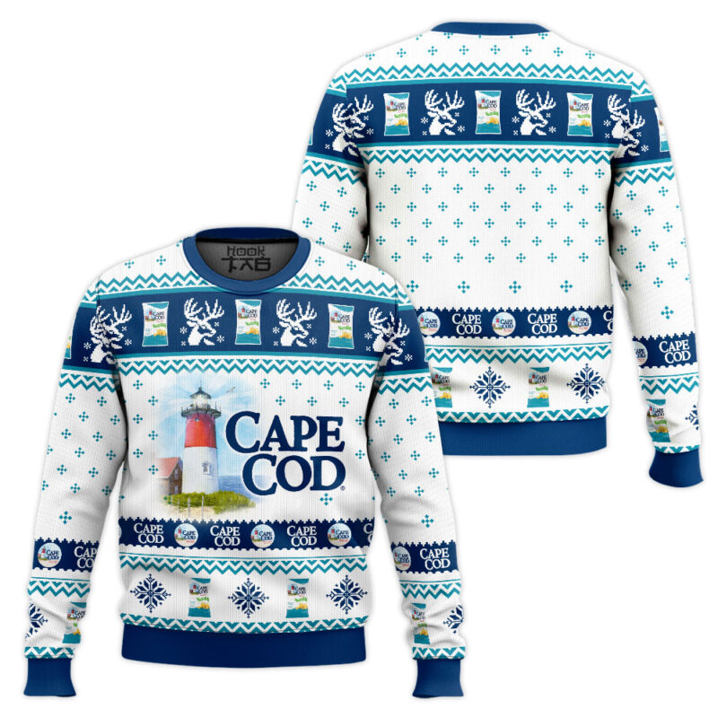 Hooktab Cape Cod Potato Chips Ugly Christmas Sweater Hooktab Cape Cod Potato Chips Ugly Christmas Sweater