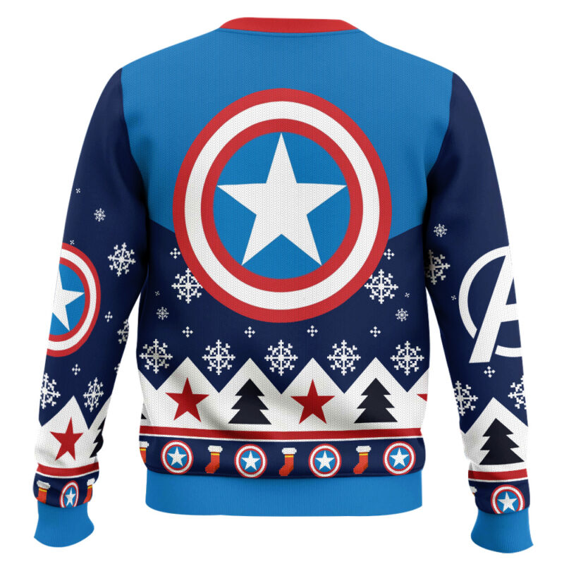 Hooktab Captain America Retro Ugly Christmas Sweater Hooktab Captain America Retro Ugly Christmas Sweater