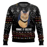 Hooktab Captain Cat Make It Meow Star Trek Ugly Christmas Sweater