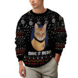 Hooktab Captain Cat Make It Meow Star Trek Ugly Christmas Sweater