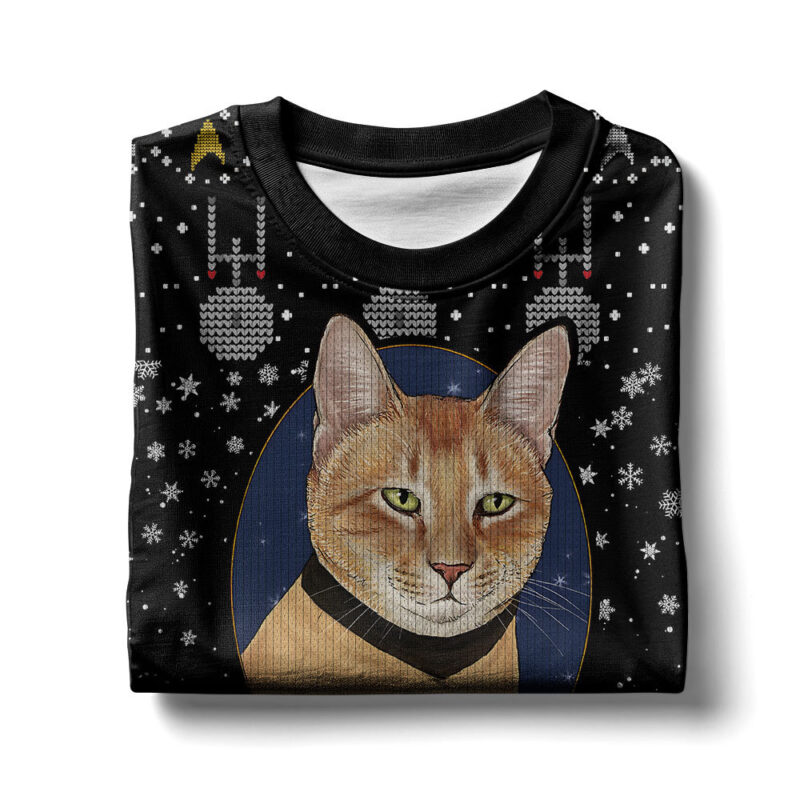 Hooktab Captain Cat Make It Meow Star Trek Ugly Christmas Sweater Hooktab Captain Cat Make It Meow Star Trek Ugly Christmas Sweater