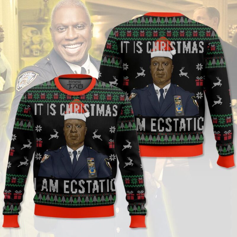 Hooktab Captain Holt It Is Christmas Brooklyn Nine-nine Ugly Christmas Sweater Hooktab Captain Holt It Is Christmas Brooklyn Nine-nine Ugly Christmas Sweater