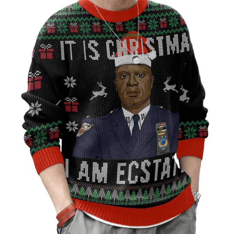 Hooktab Captain Holt It Is Christmas Brooklyn Nine-nine Ugly Christmas Sweater Hooktab Captain Holt It Is Christmas Brooklyn Nine-nine Ugly Christmas Sweater