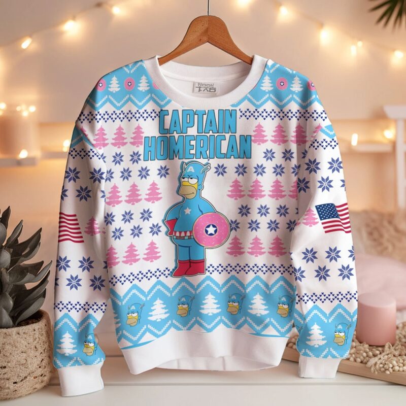 Hooktab Captain Homer The Simpsons Ugly Christmas Sweater Hooktab Captain Homer The Simpsons Ugly Christmas Sweater
