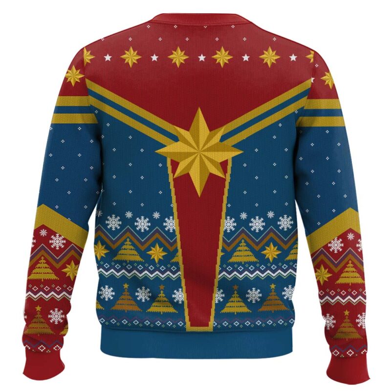 Hooktab Captain Marvel Ugly Christmas Sweater Hooktab Captain Marvel Ugly Christmas Sweater