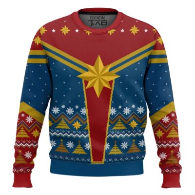 Hooktab Captain Marvel Ugly Christmas Sweater