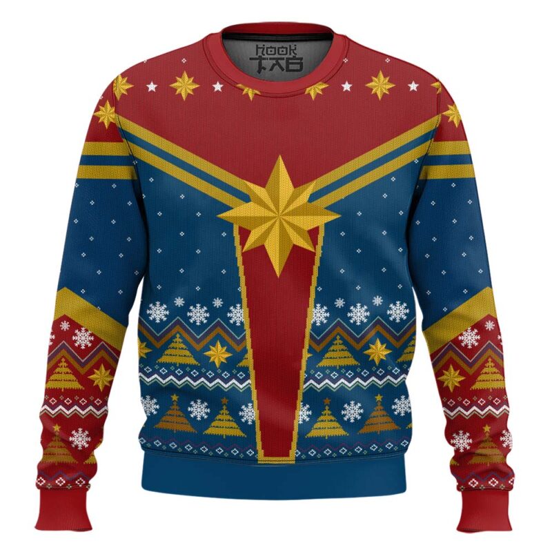 Hooktab Captain Marvel Ugly Christmas Sweater