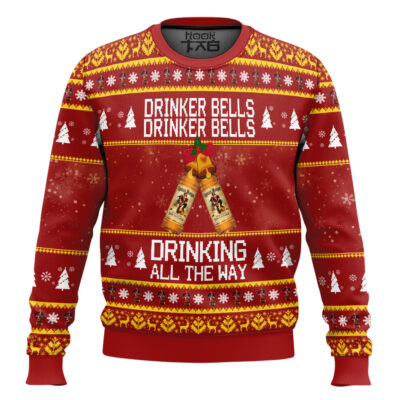 Hooktab Captain Morgan Drinker Bells Drinking All The Way Ugly Christmas Sweater