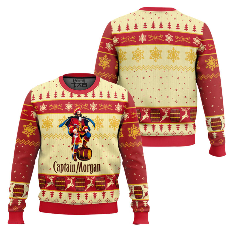 Hooktab Captain Morgan Flavoured Rums Ugly Christmas Sweater Hooktab Captain Morgan Flavoured Rums Ugly Christmas Sweater