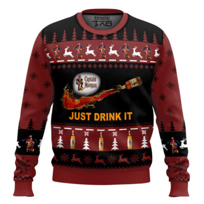 Hooktab Captain Morgan Just Drink It Ugly Christmas Sweater