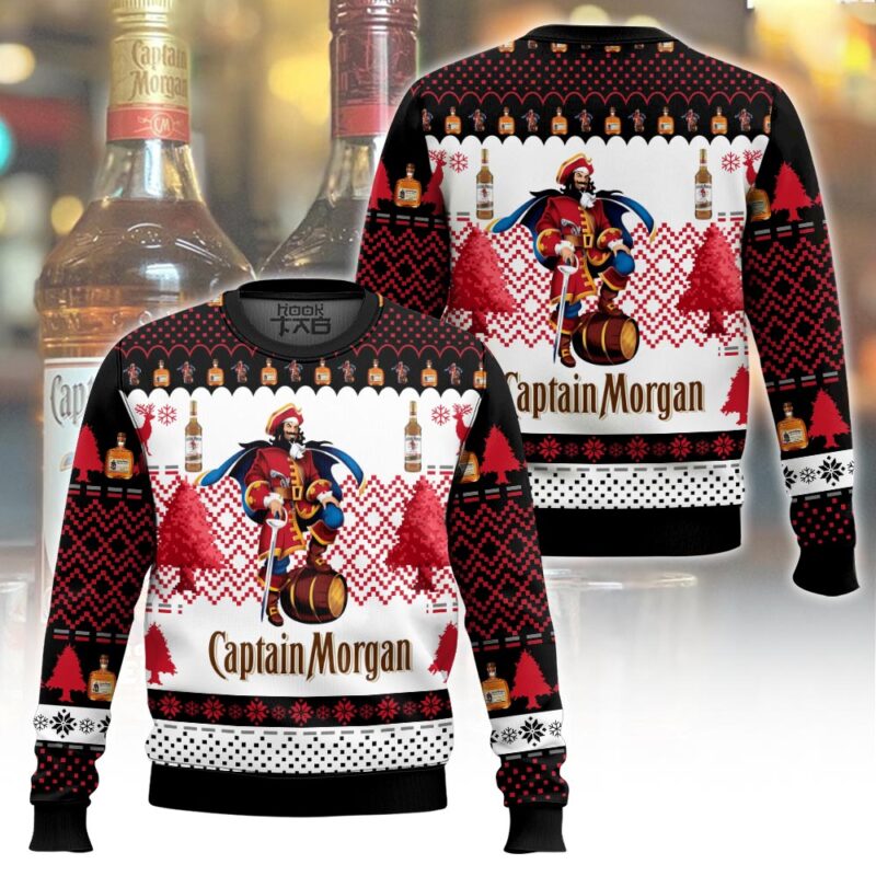 Hooktab Captain Morgan Rum Ugly Christmas Sweater Hooktab Captain Morgan Rum Ugly Christmas Sweater