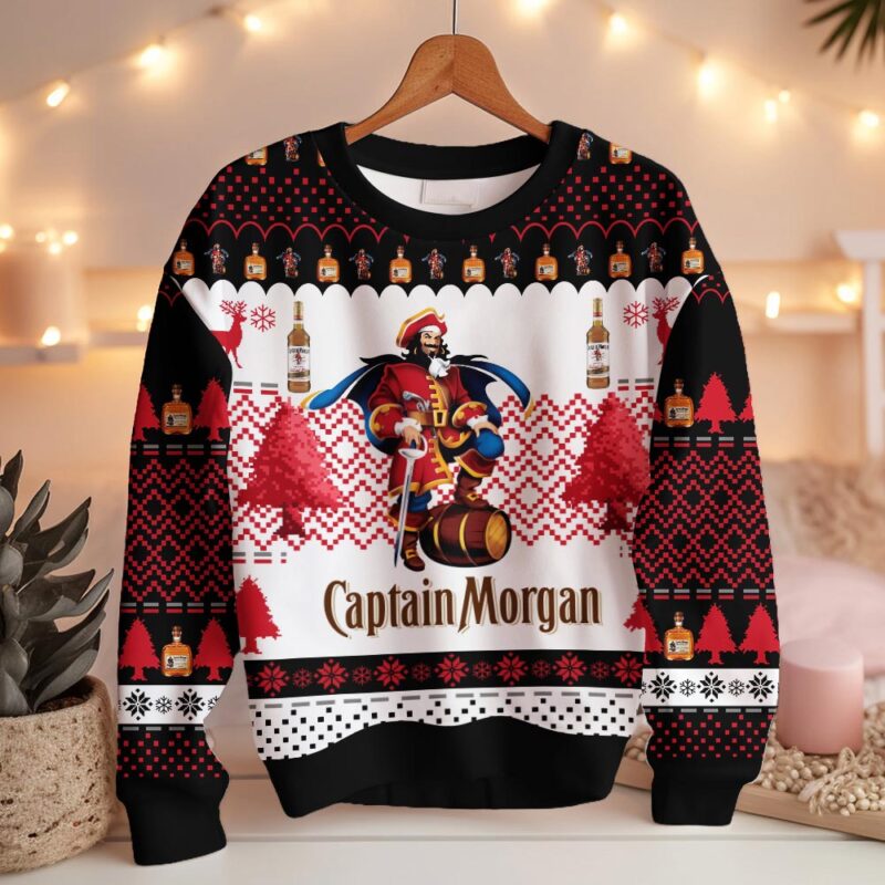 Hooktab Captain Morgan Rum Ugly Christmas Sweater Hooktab Captain Morgan Rum Ugly Christmas Sweater