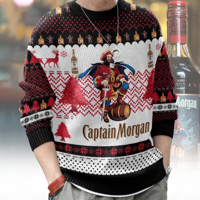 Hooktab Captain Morgan Rum Ugly Christmas Sweater Hooktab Captain Morgan Rum Ugly Christmas Sweater