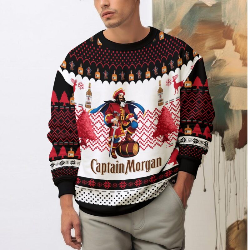 Hooktab Captain Morgan Rum Ugly Christmas Sweater Hooktab Captain Morgan Rum Ugly Christmas Sweater