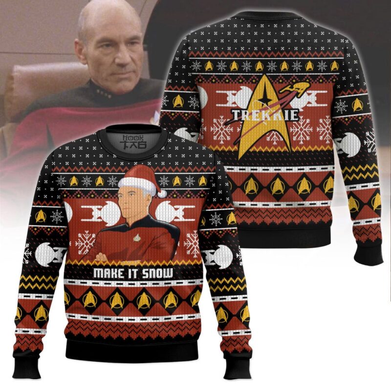 Hooktab Captain Picard Give Me Some Snow Ugly Christmas Sweater Hooktab Captain Picard Give Me Some Snow Ugly Christmas Sweater