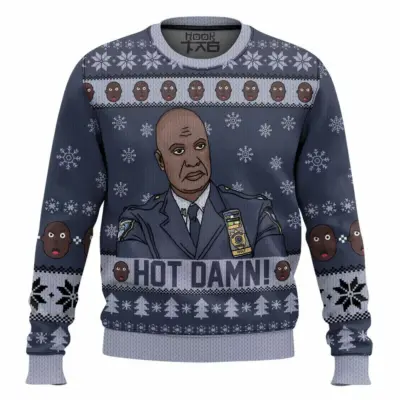 Hooktab Captain Raymond Holt Hot Damn Brooklyn Nine-nine Ugly Christmas Sweater