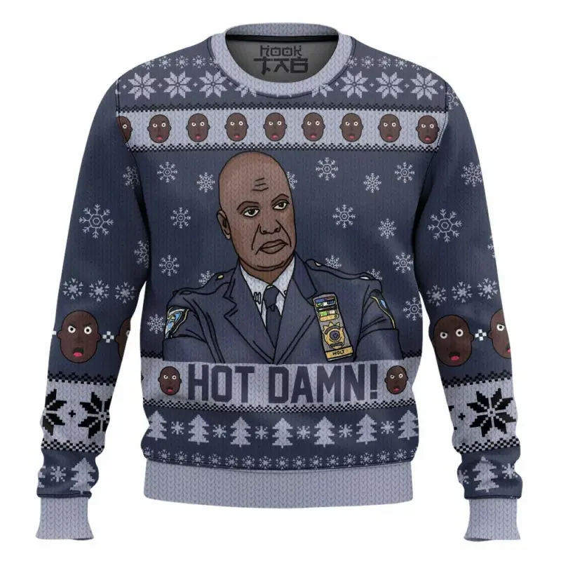 Hooktab Captain Raymond Holt Hot Damn Brooklyn Nine-nine Ugly Christmas Sweater