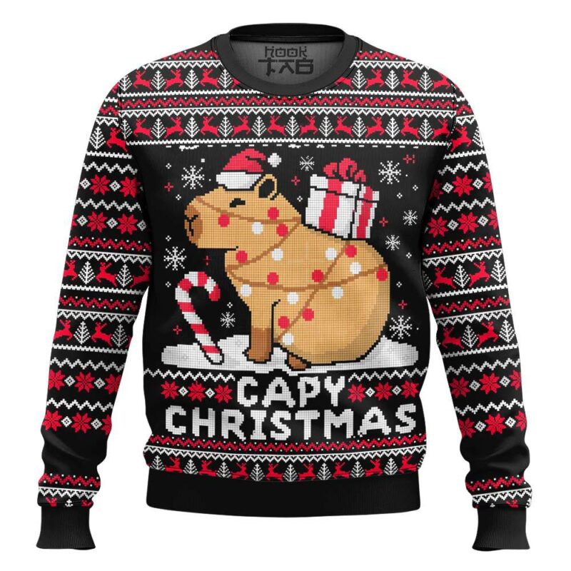 Hooktab Capy Christmas Capybara Ugly Christmas Sweater Hooktab Capy Christmas Capybara Ugly Christmas Sweater
