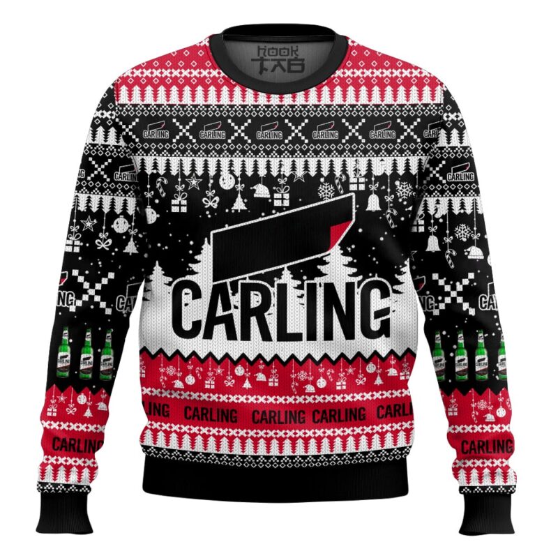 Hooktab Carling United Kingdom Beer Ugly Christmas Sweater