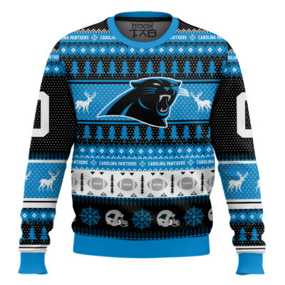 Hooktab Carolina Panthers - Custom Name And Number Ugly Sweater