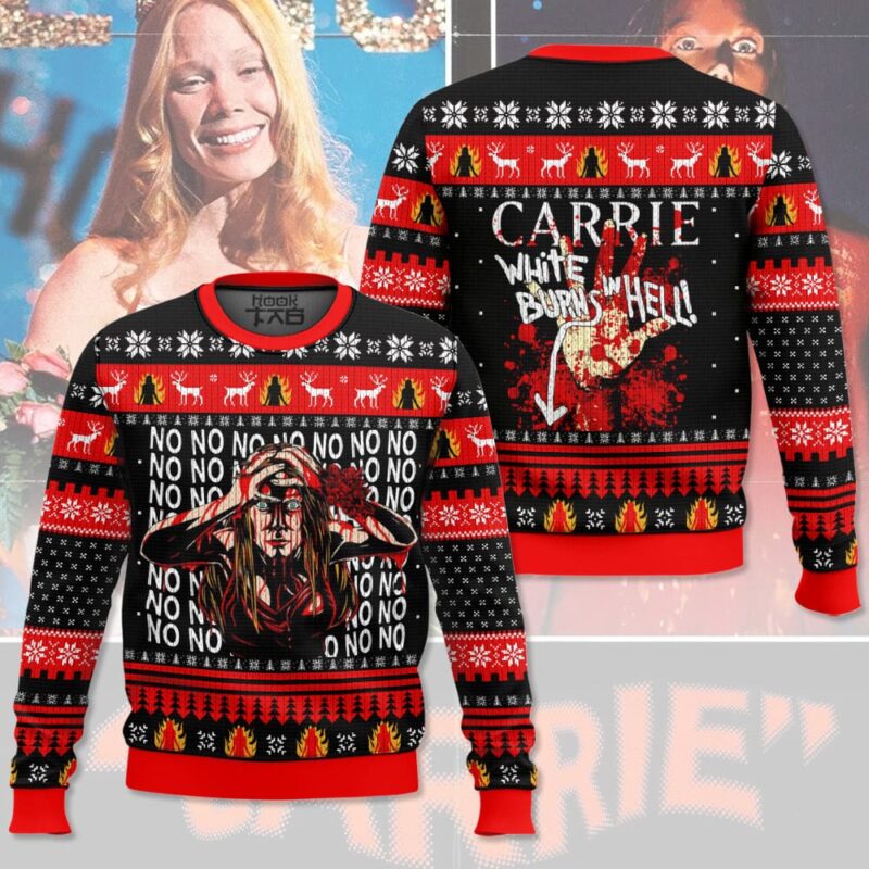 Hooktab Carrie White Stphen King Carrie Ugly Christmas Sweater Hooktab Carrie White Stphen King Carrie Ugly Christmas Sweater