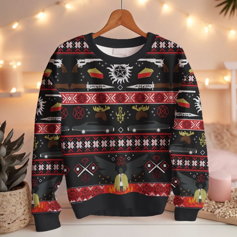 Hooktab Castiel Anti-possession Supernatural Ugly Christmas Sweater Hooktab Castiel Anti-possession Supernatural Ugly Christmas Sweater