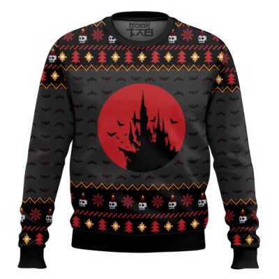 Hooktab Castlevania Creepy Castle Ugly Christmas Sweater