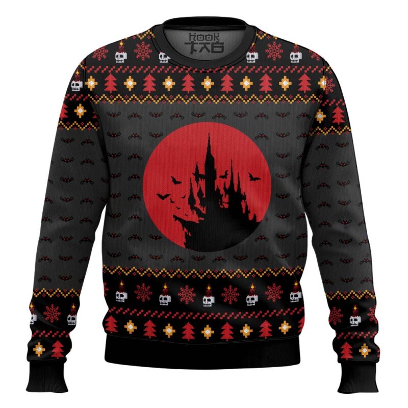 Hooktab Castlevania Creepy Castle Ugly Christmas Sweater