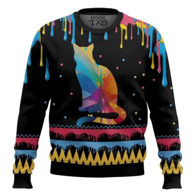 Hooktab Cat Colorful Vintage Ugly Christmas Sweater