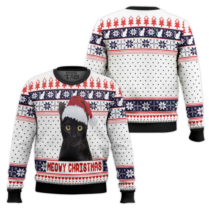 Hooktab Cat Meowy Christmas Ugly Christmas Sweater Hooktab Cat Meowy Christmas Ugly Christmas Sweater