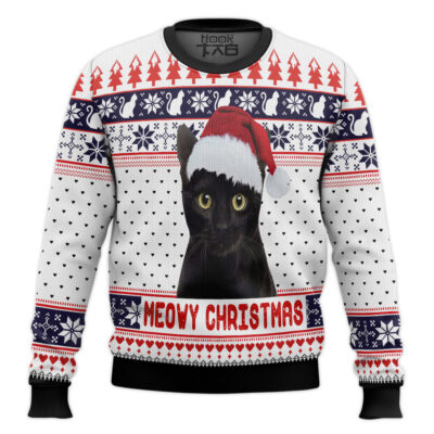 Hooktab Cat Meowy Christmas Ugly Christmas Sweater