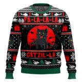 Hooktab Catzila Black Cat Ugly Christmas Sweater