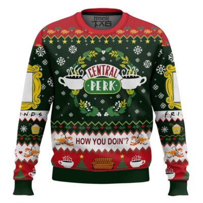 Hooktab Central Perk How You Doin' Friends Ugly Christmas Sweater