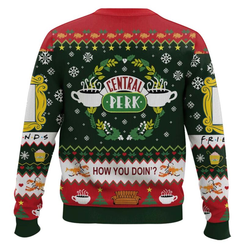 Hooktab Central Perk How You Doin' Friends Ugly Christmas Sweater Hooktab Central Perk How You Doin' Friends Ugly Christmas Sweater